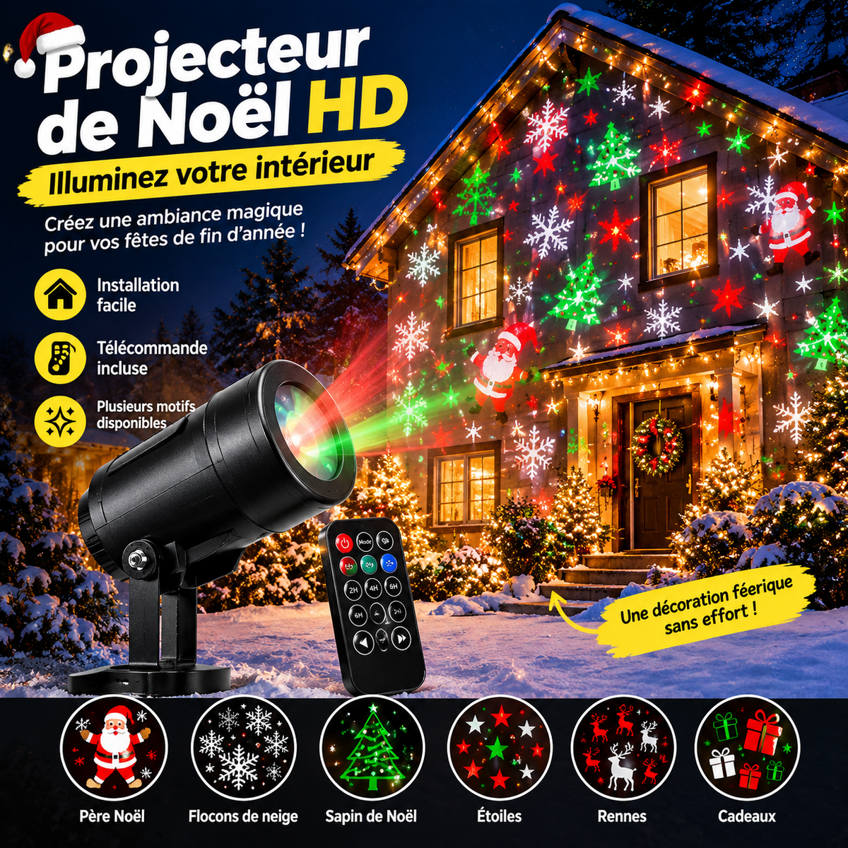 Projecteur de Noël HD en français