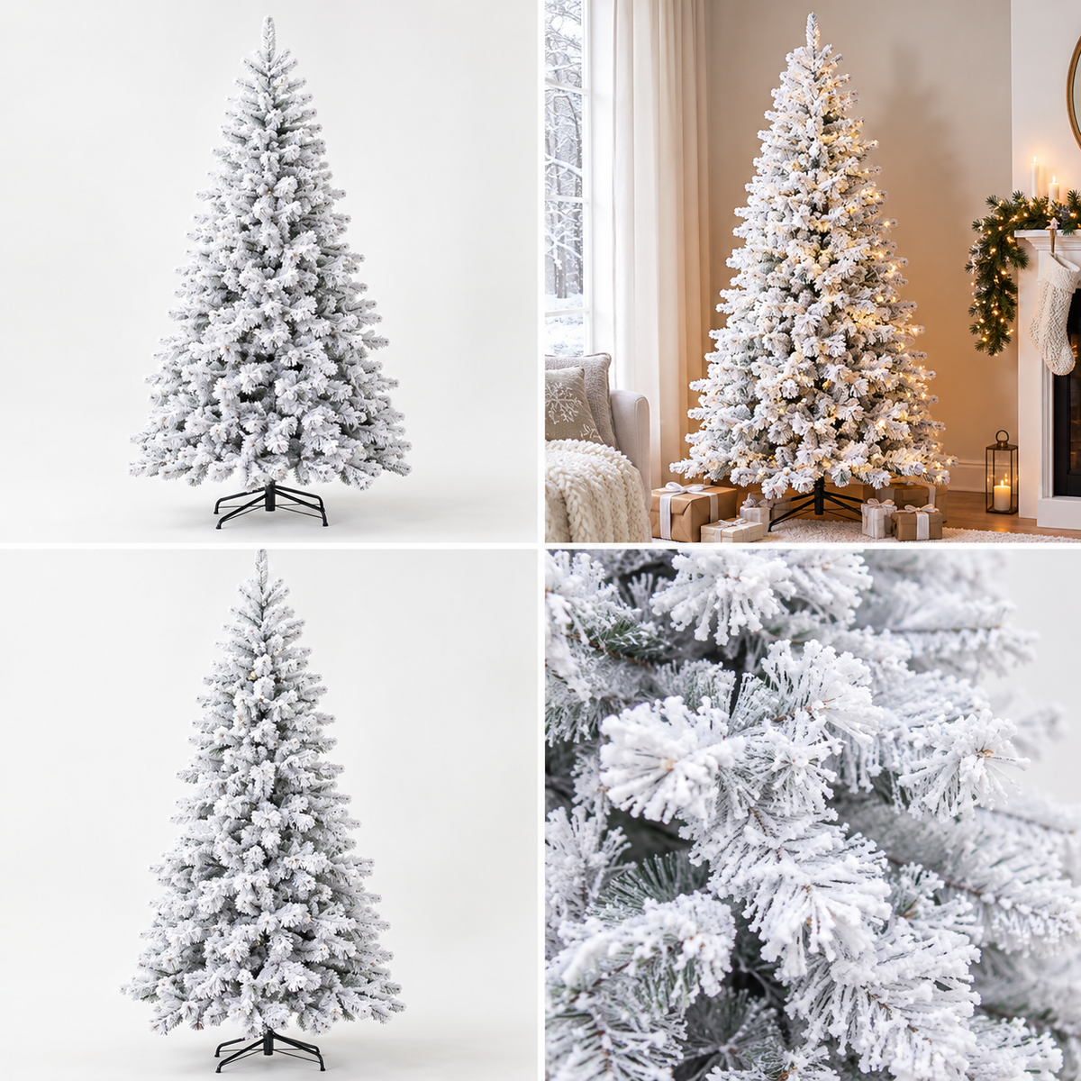 Arbre de Noël artificiel blanc avec effet neige
